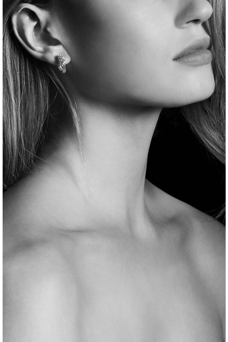 Helena Small Hoop Earrings with Diamonds & 18K Gold, Alternate, color, SILVER/ GOLD