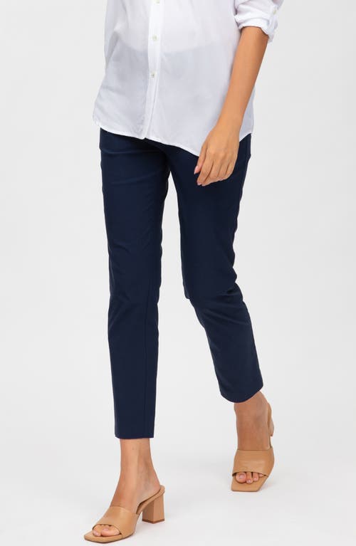 Pietro Brunelli Maternity Maternity Super Stretch Straight Slim Fit Elwood Trousers In Blue