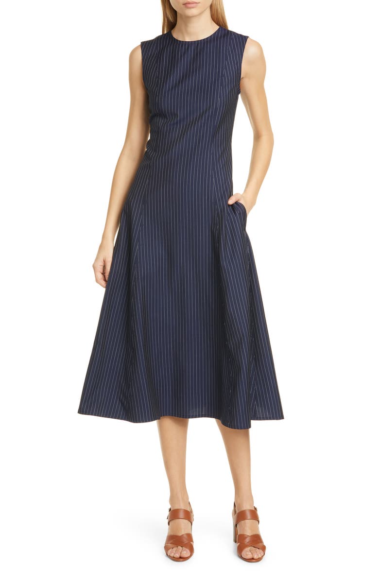 Polo Ralph Lauren Pinstripe Midi Dress, Main, color, 