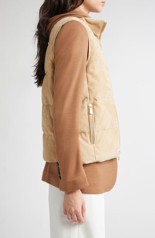 Eleventy Suede Down Vest In Neutral