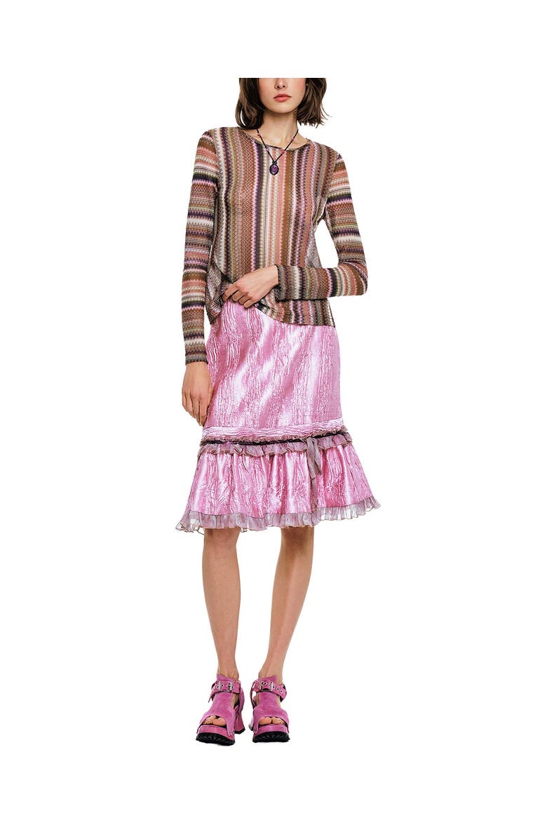 Anna Sui Wavy Chevron Knit Long Sleeve Stripe Top, Alternate, color, Mauve Multi