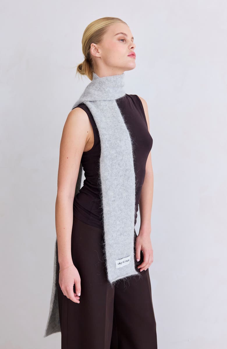 Arctic Fox & Co The Alpaca Blend Skinny Scarf, Alternate, color, Blizzard Grey
