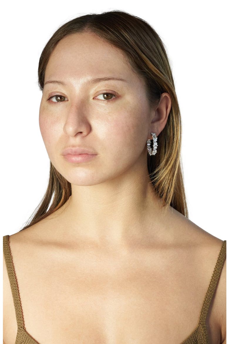 The Clarity Hoop Earrings, Alternate, color, Silver/White CZ