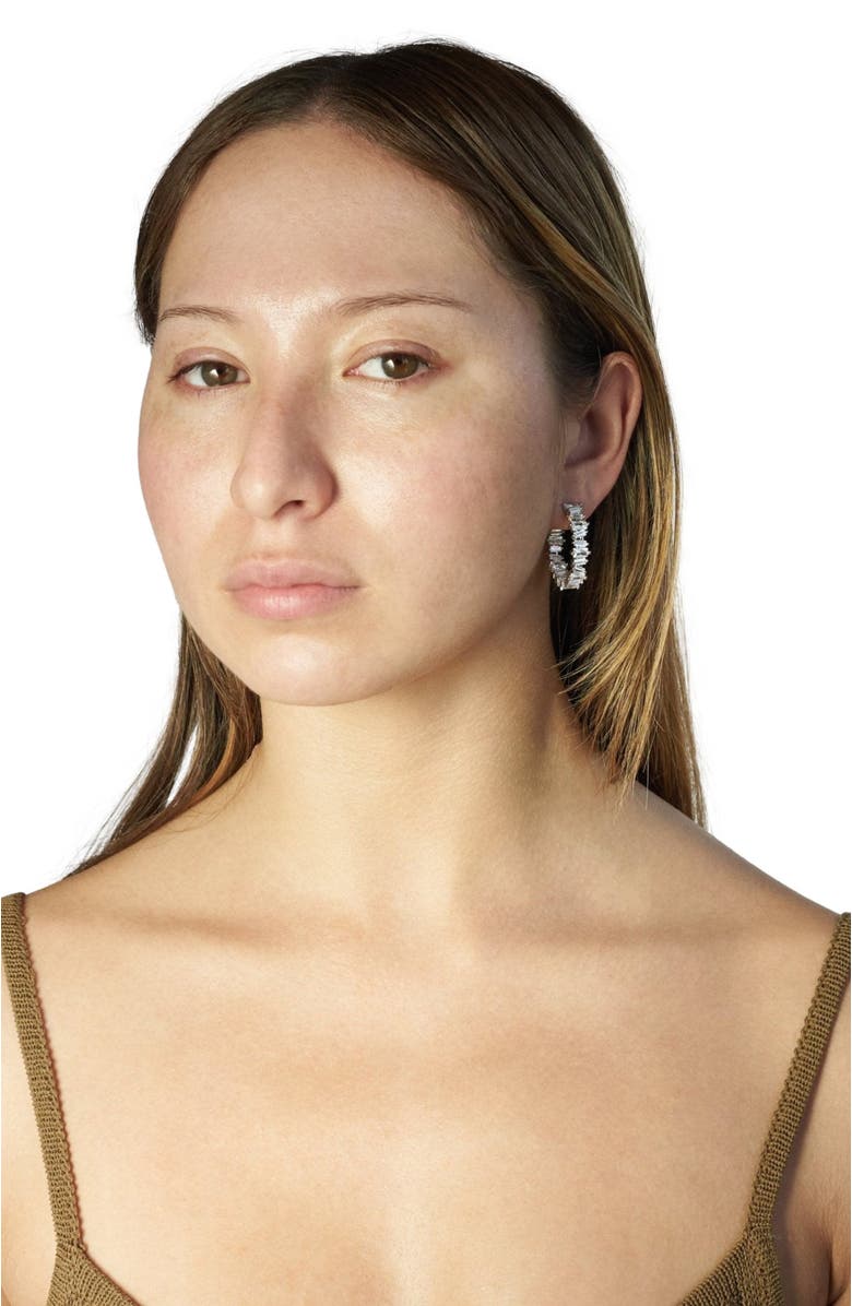 Ora Ana The Clarity Hoop Earrings, Alternate, color, Silver/White Cz