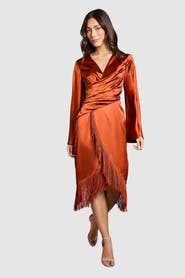 Coast Satin Midi Wrap Dress