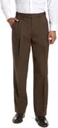 Berle Self Sizer Waist Pleated Lightweight Plain Weave Classic Fit Trousers