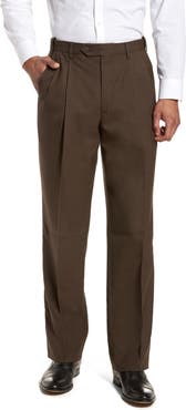 Berle Self Sizer Waist Pleated Lightweight Plain Weave Classic Fit Trousers