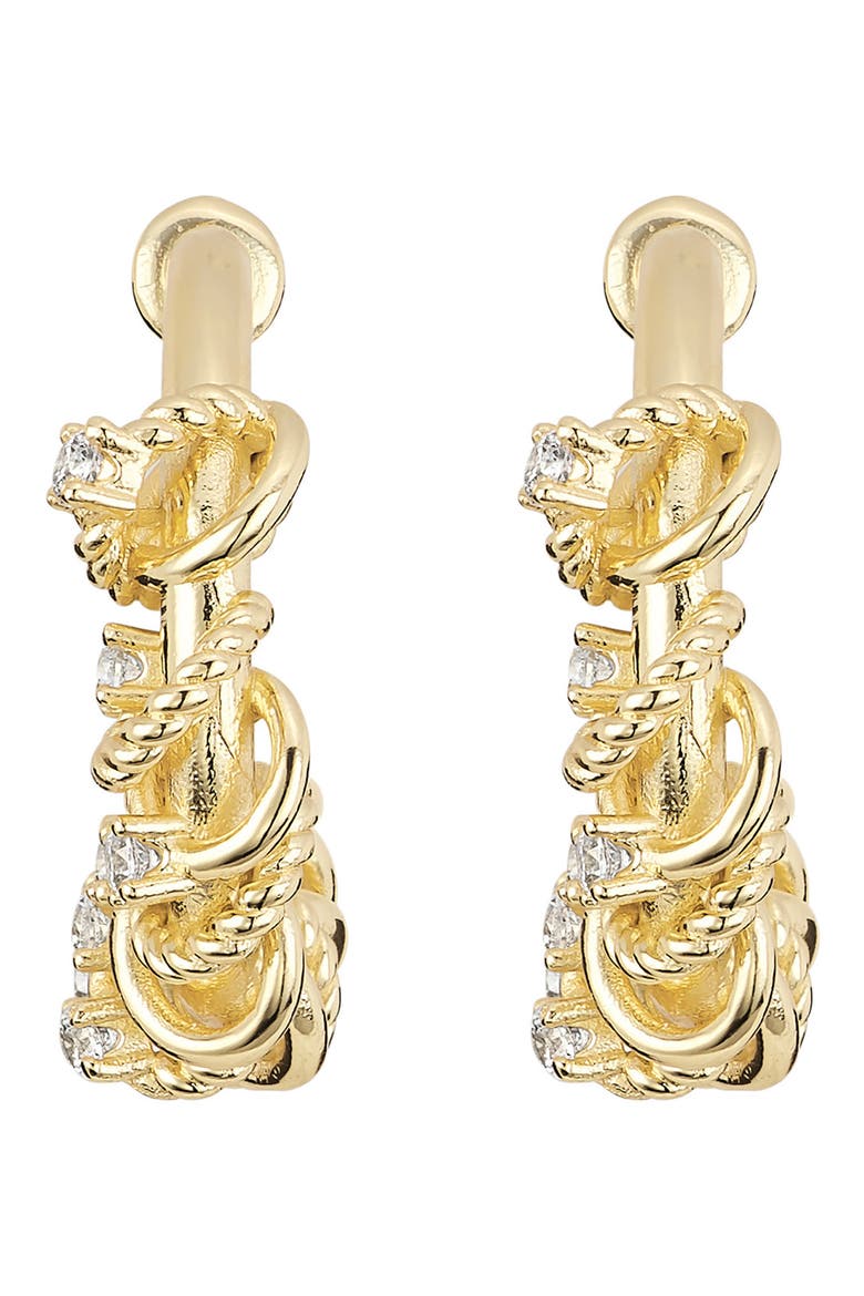 Cubic Zirconia Wrap Hoop Earrings, Main, color, GOLD
