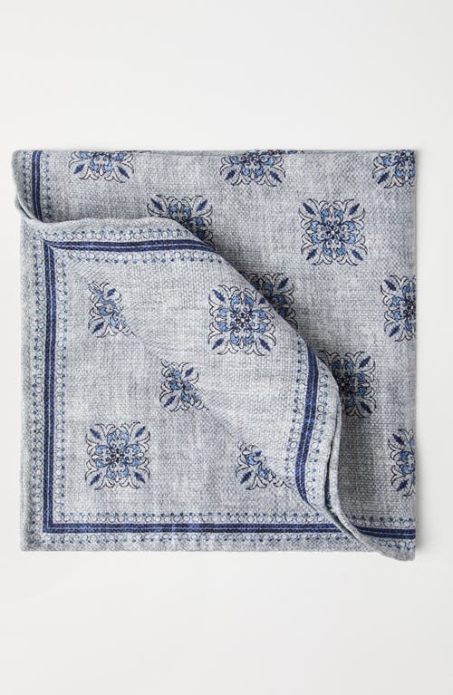 Brunello Cucinelli Double-faced Linen-silk Floral Pocket Square In Light Grey