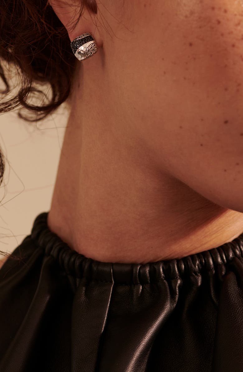 John Hardy Classic Chain Hammered Silver Square Drop Back Earrings, Alternate, color, 