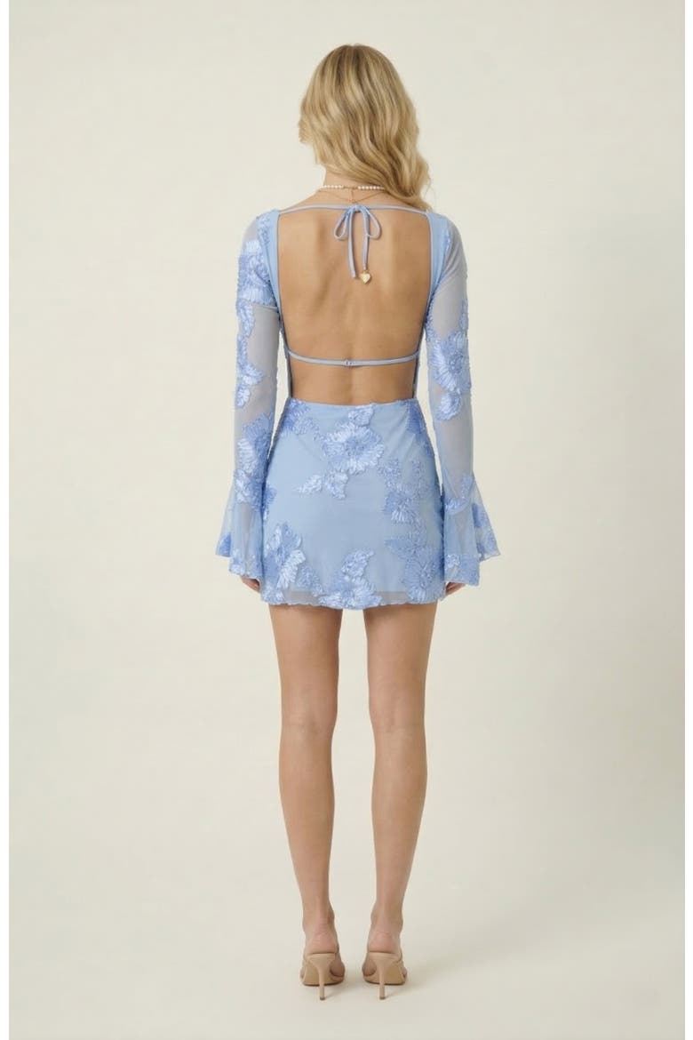 Sheer Floral Embroidered Mini Dress, Alternate, color, Pastel Blue