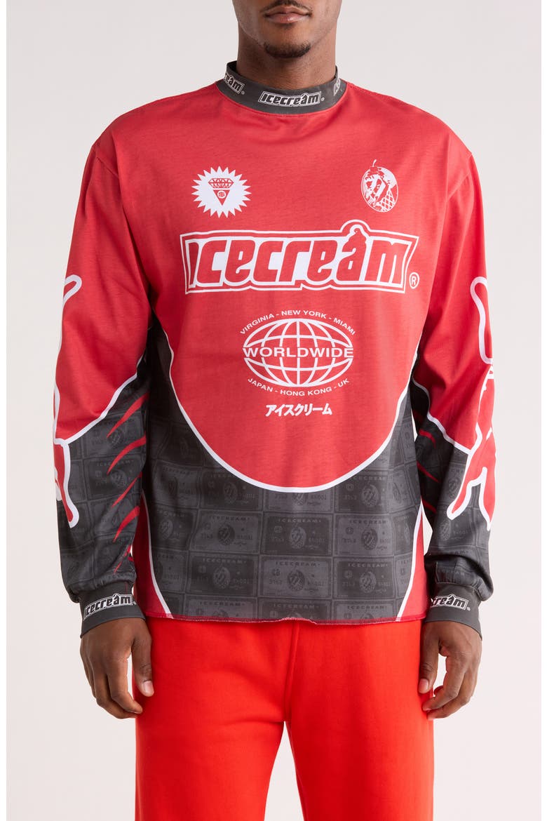 Worldwide Moto Long Sleeve Graphic T-Shirt, Main, color, FIERY RED