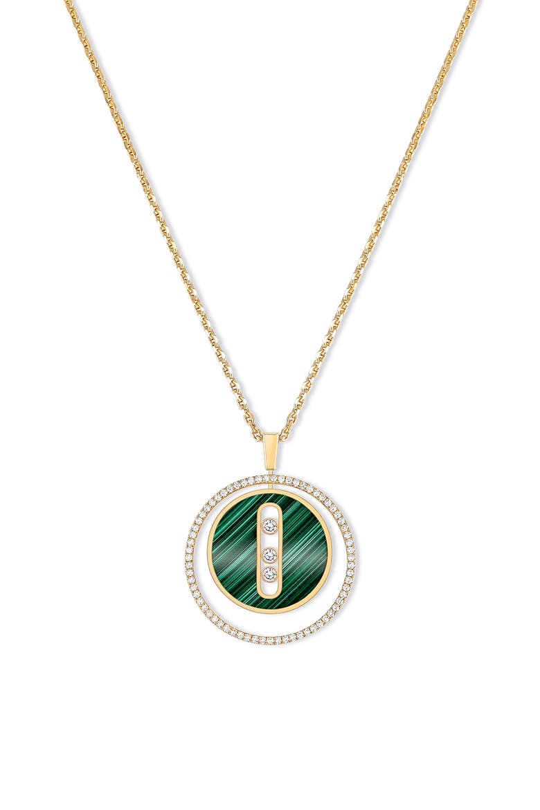 Lucky Move Malachite & Diamond Pendant Necklace, Main, color, YELLOW GOLD