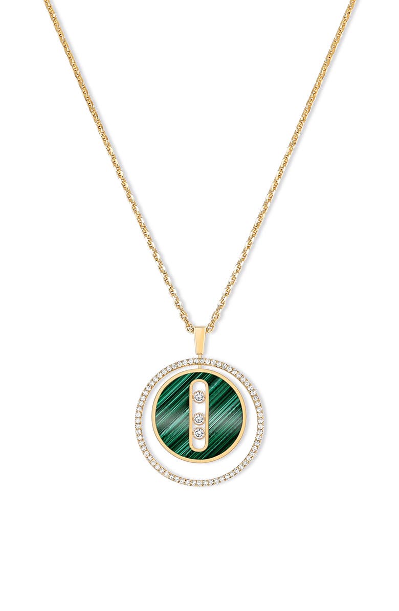 Messika Lucky Move Malachite & Diamond Pendant Necklace, Main, color, Yellow Gold