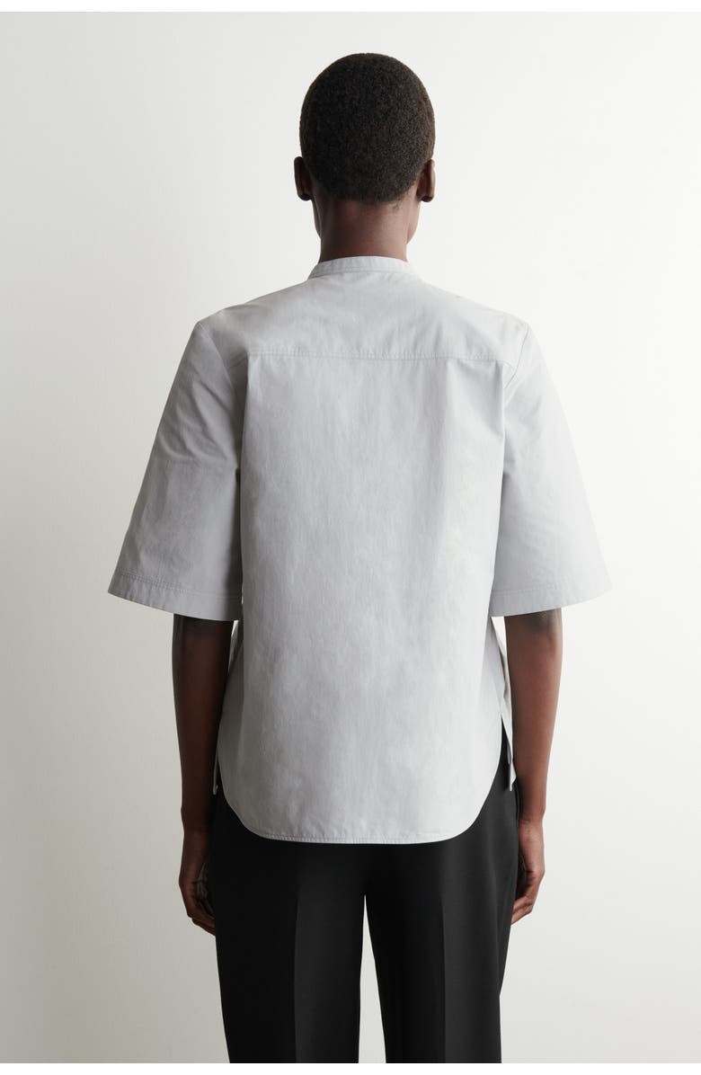 COS Ruched Cotton Blouse, Alternate, color, Light Gray