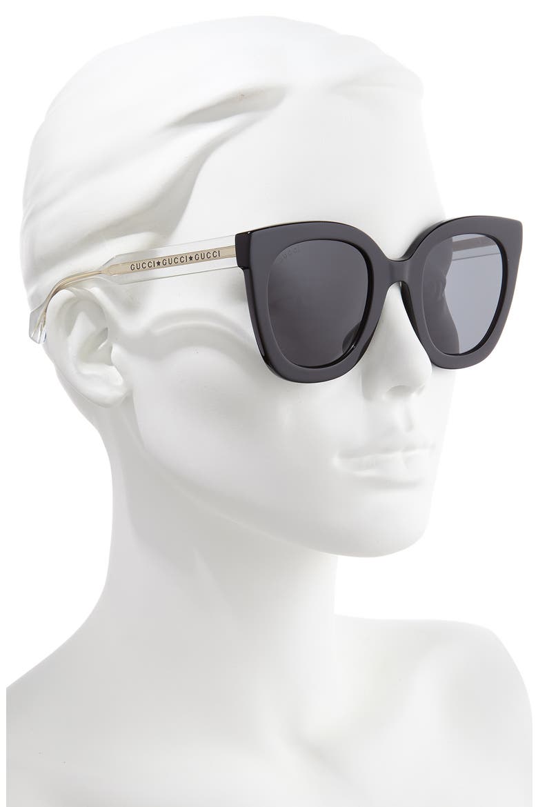 51mm Cat Eye Sunglasses, Alternate, color, BLACK/ GREY SOLID