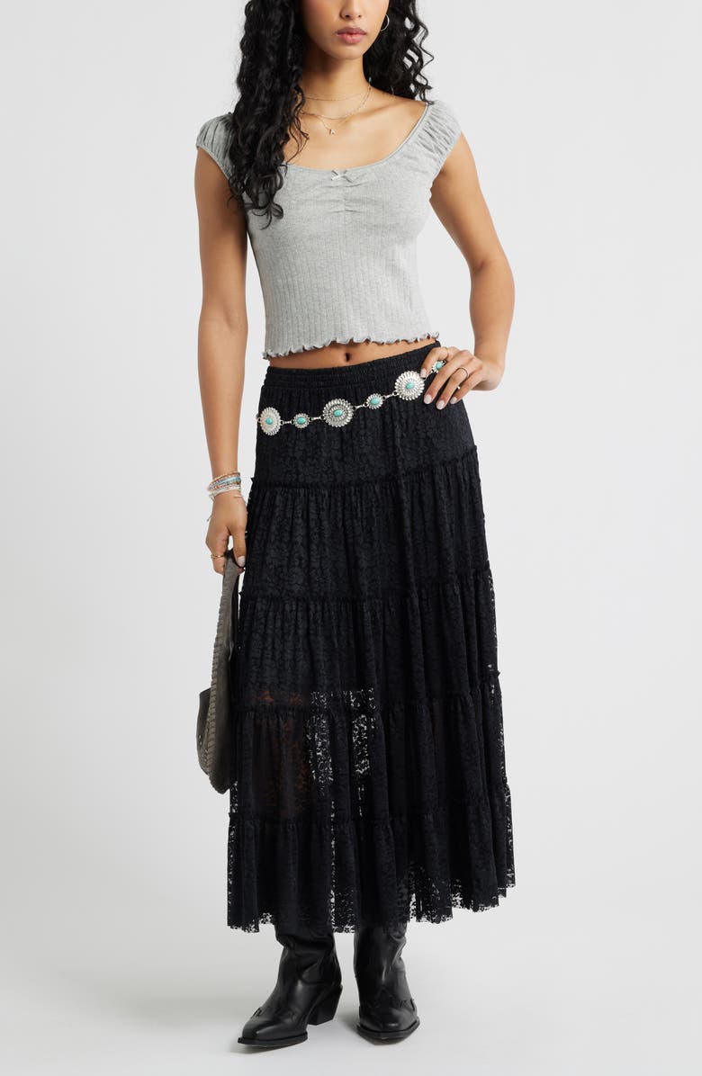 BP. Lace Maxi Skirt, Alternate, color, Black