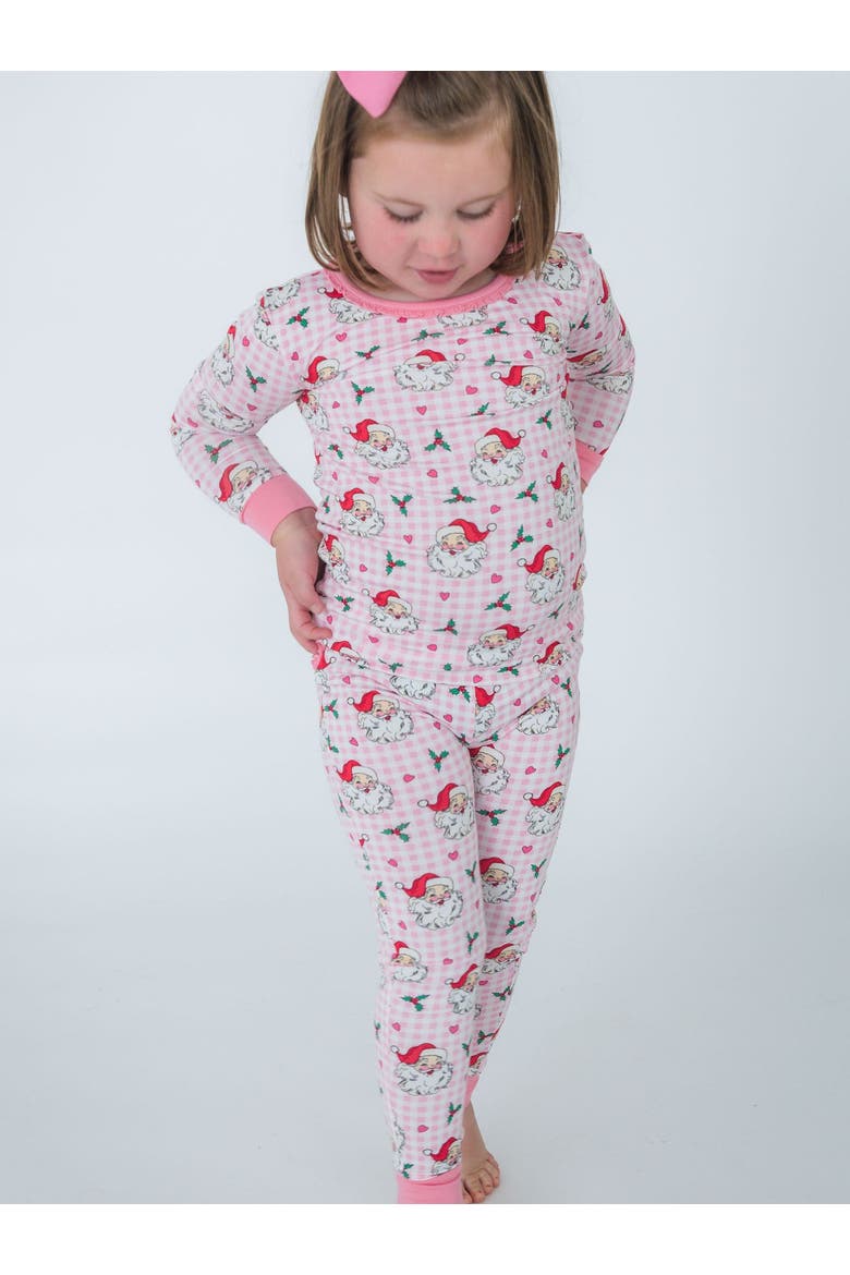 Softsnooze Toddler Girls Ruffle Long Sleeve Pajama Set, Alternate, color, Pink Dear Santa