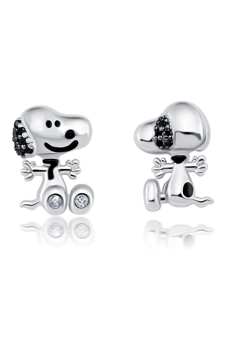 x Peanuts® Snoopy Mismatched Stud Earrings, Main, color, PURE PLATINUM / CLEAR STONE