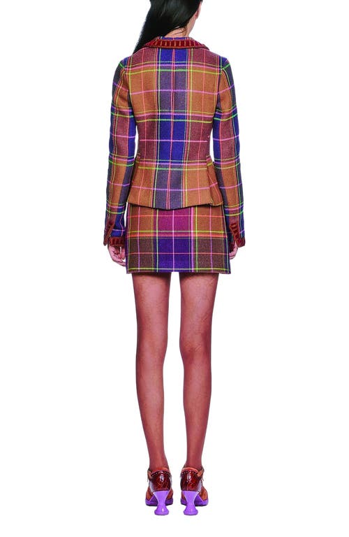 Anna Sui Caramel And Magenta Plaid Ribbon Jacket In Multi