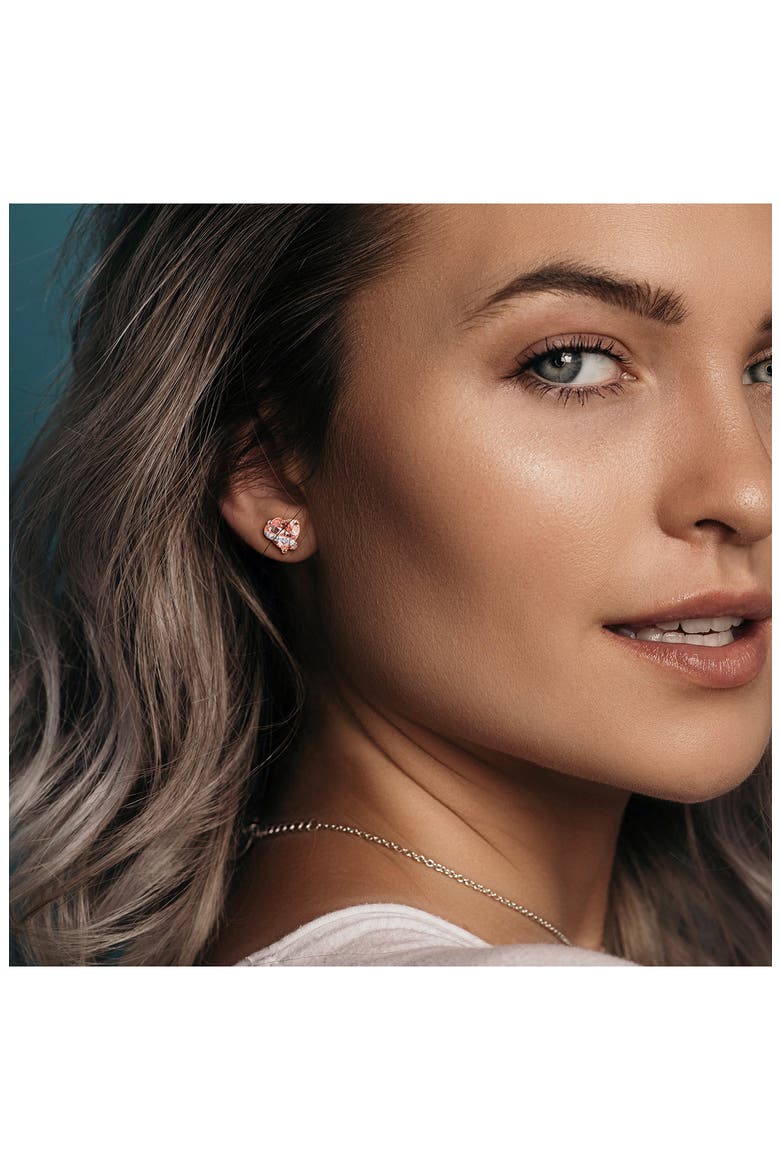Morganite & Diamond Heart Stud Earrings, Alternate, color, PINK