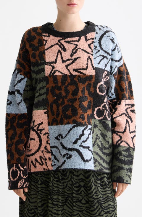 Oversize Jacquard Pullover Sweater