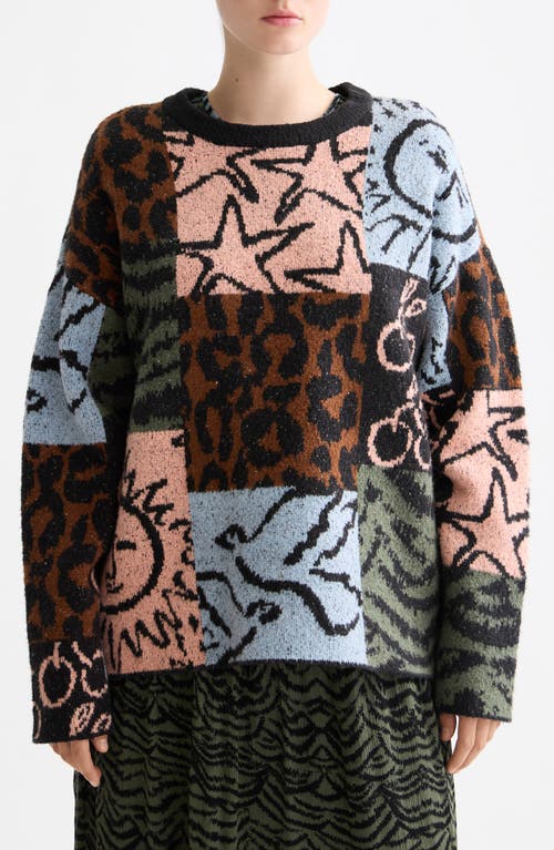 Scotch & Soda Oversize Jacquard Pullover Sweater In Multi