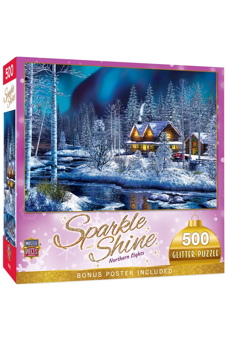 Northern Lights 500 Piece Glitter Puzzle, Main, color, Multicolor