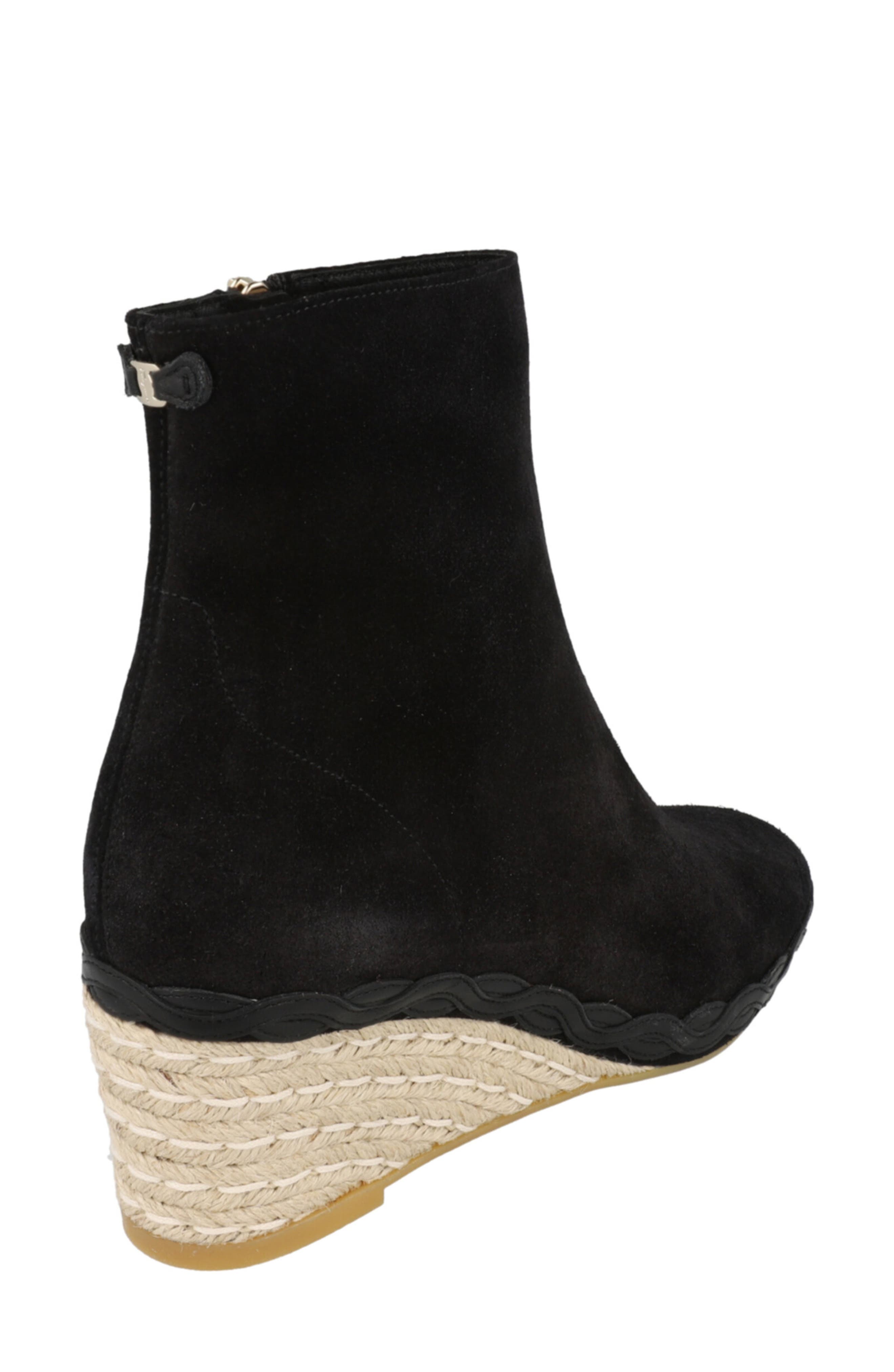 FERRAGAMO Canaria Suede Espadrille Wedge Boot, Alternate, color, Black