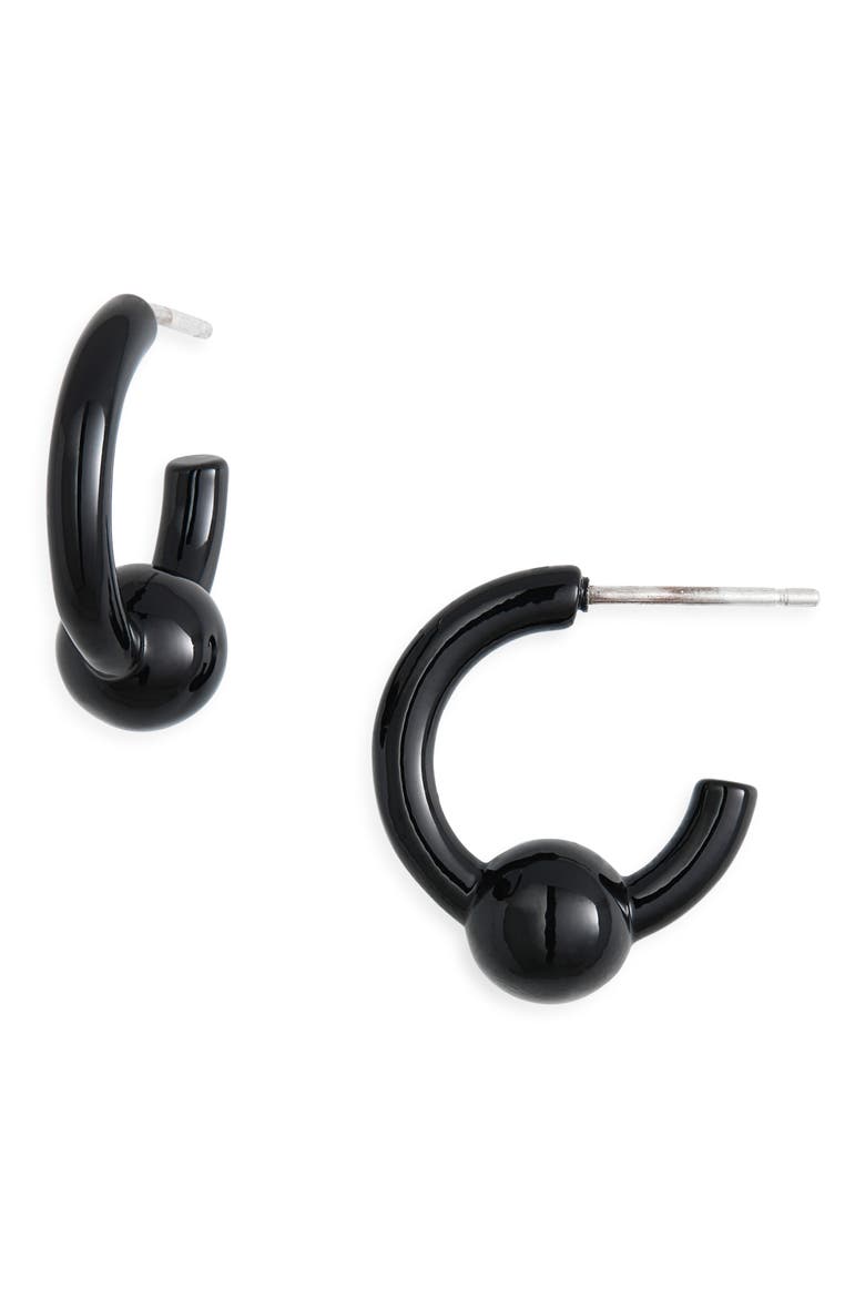 Sam Laquered Hoop Earrings, Main, color, BLACK