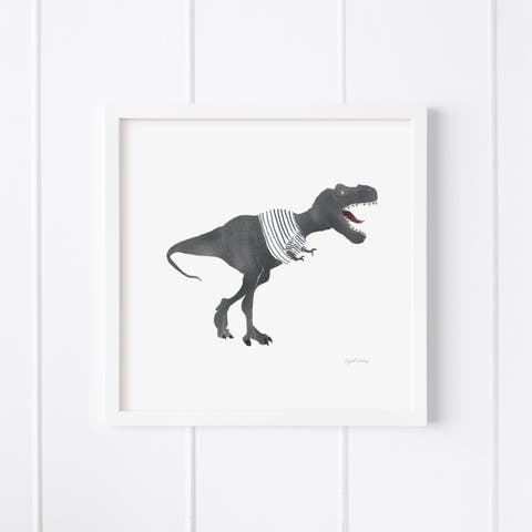 Dino Stripes Framed Museum Quality 12" x 12" Art Print