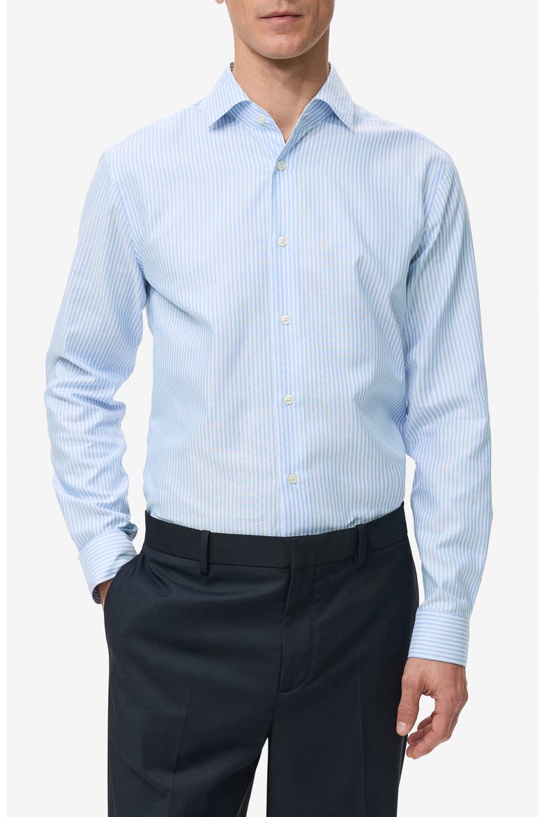 Slim Fit Stripe Cotton Button-Up Shirt, Main, color, BLUE