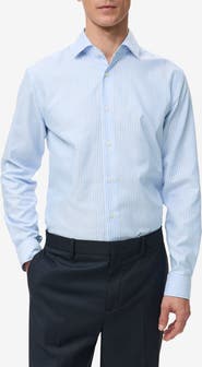 MANGO Slim Fit Stripe Cotton Button-Up Shirt