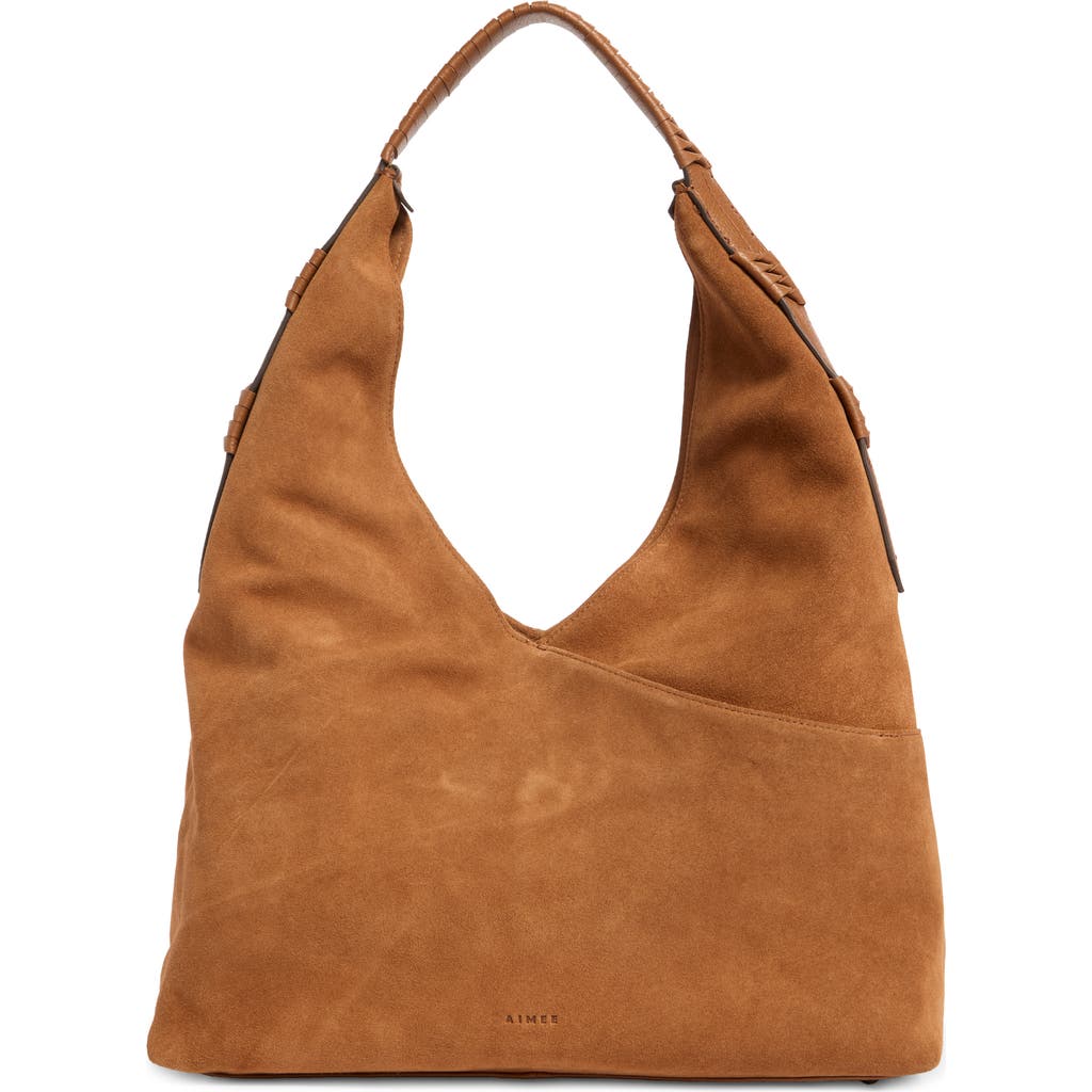 Aimee Stardust Leather Hobo Bag In Brown