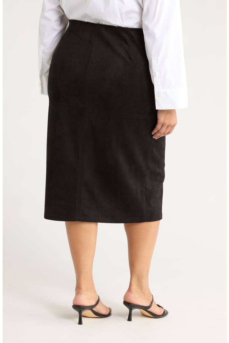 Faux Suede Slim Midi Skirt, Alternate, color, BLACK