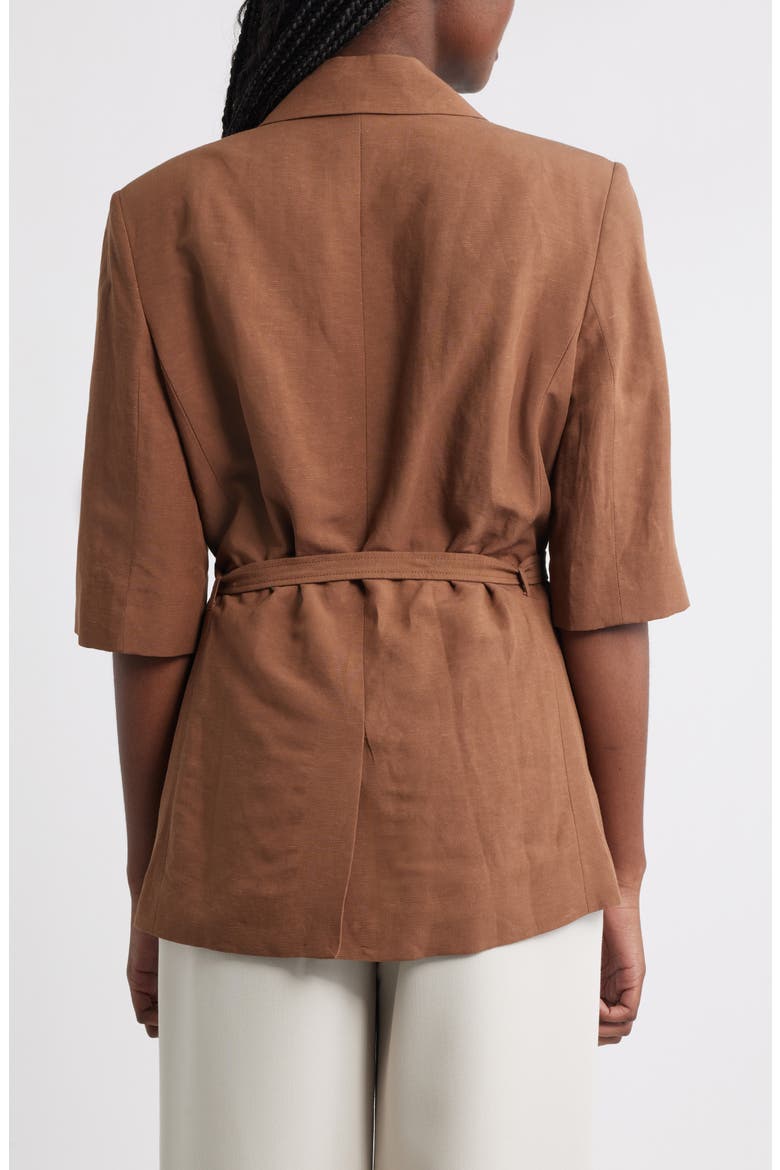 Argelia Short Sleeve Belted Blazer, Alternate, color, CHOCOLATE