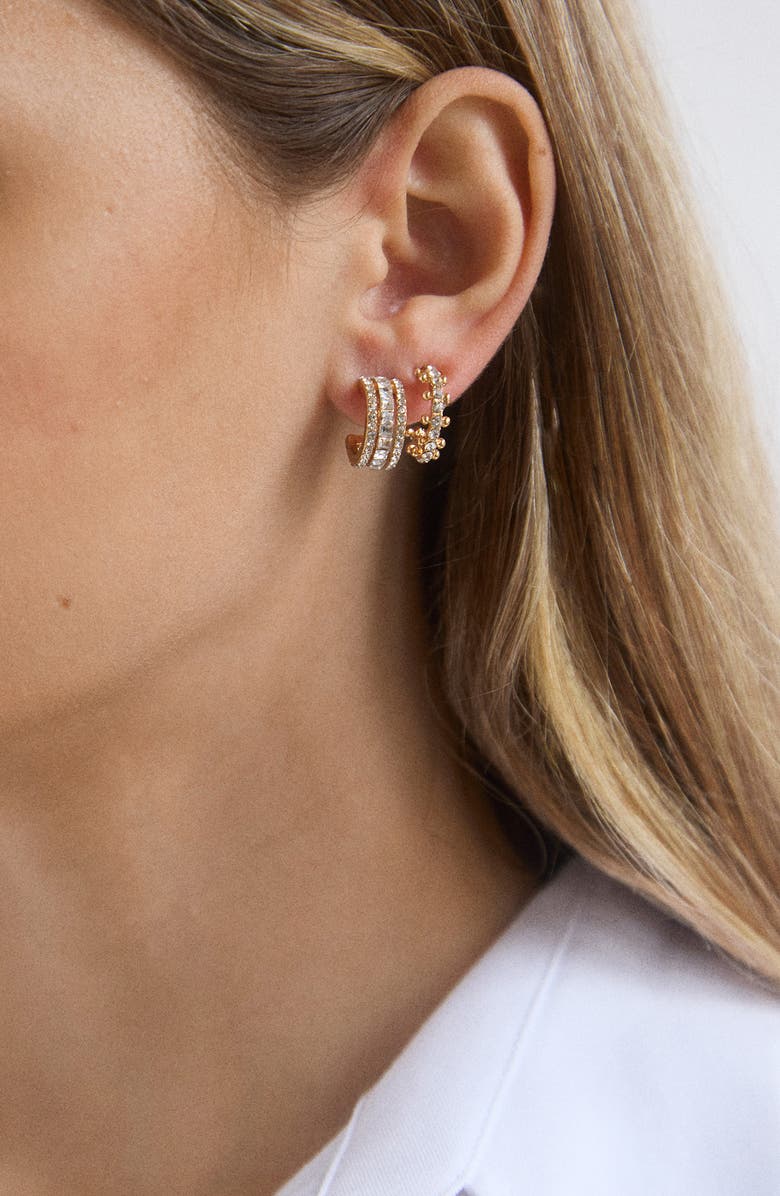 BaubleBar Claudia Set of 3 Crystal Huggie Hoop Earrings, Alternate, color, 