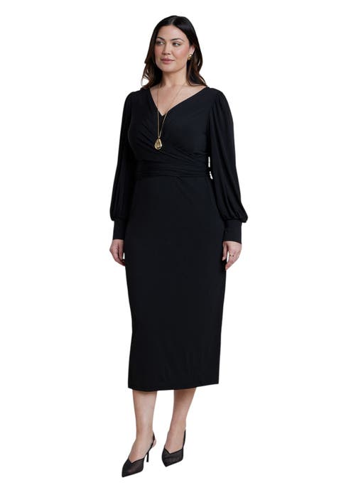 Cross Front Belted Knit Midi Dress