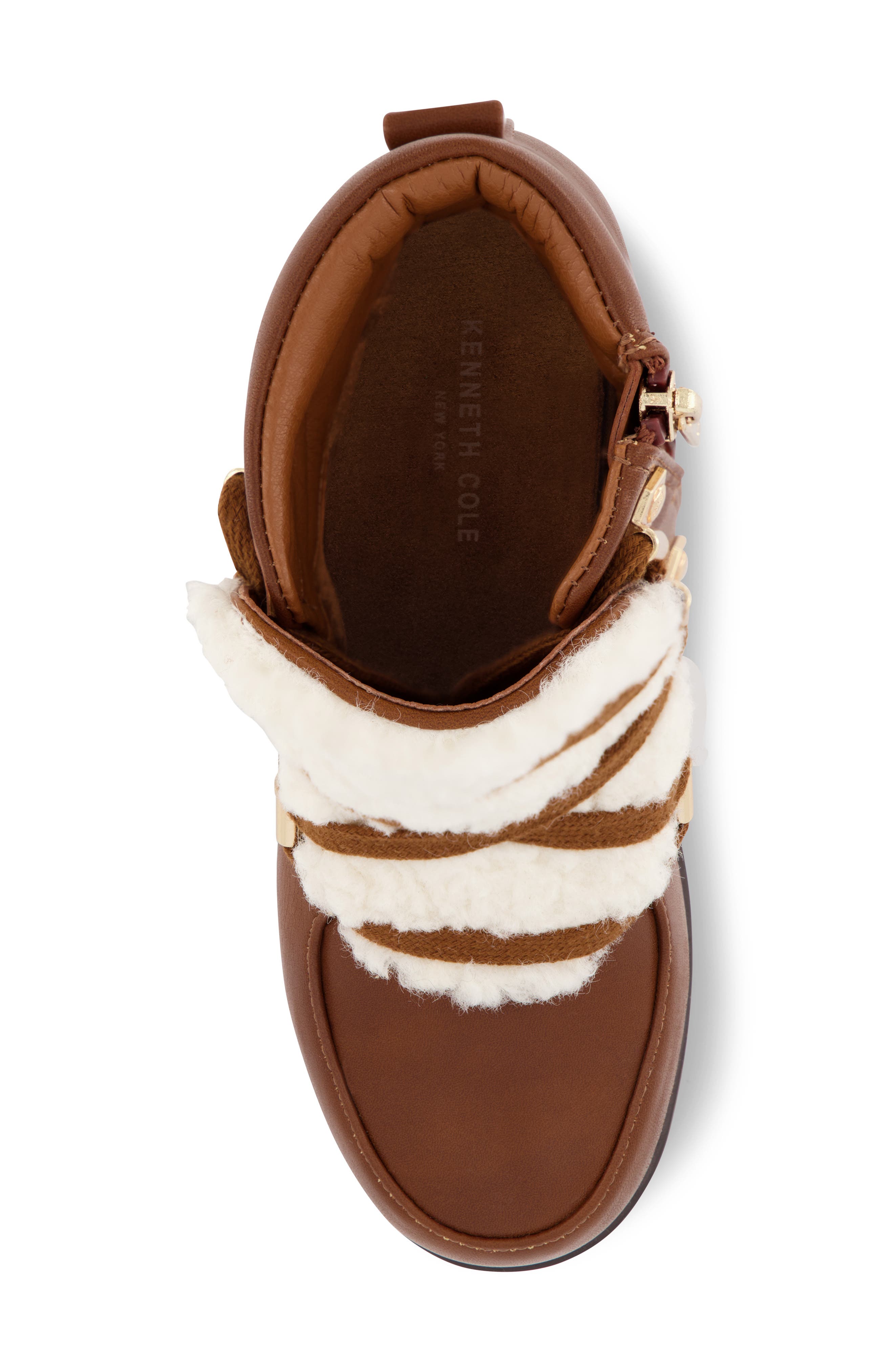 Kenneth Cole Kids' Terri Faux Shearling Hiker Boot, Alternate, color, Cognac
