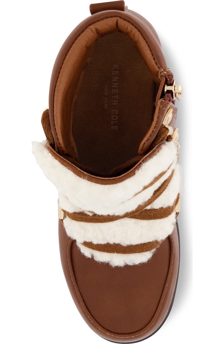 Kenneth Cole Kids' Terri Faux Shearling Hiker Boot, Alternate, color, Cognac