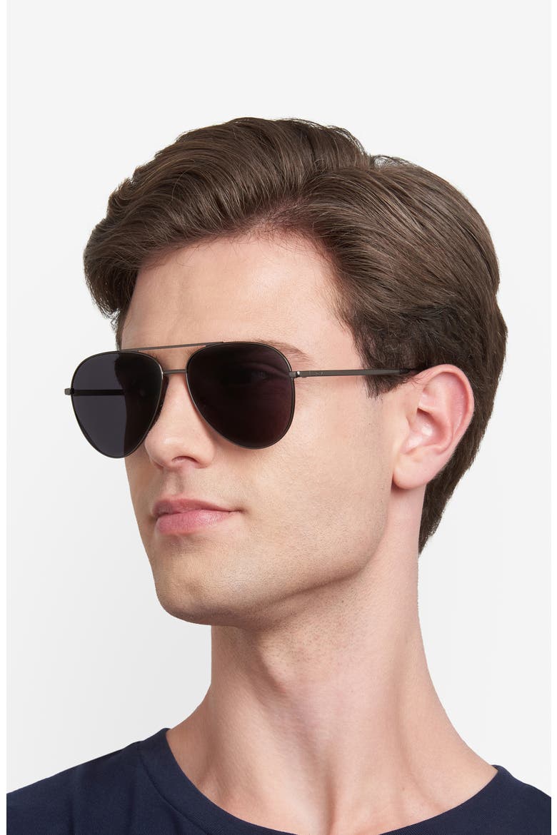 60mm Pilot Sunglasses, Alternate, color, DARK RUTHENIUM/ GREY
