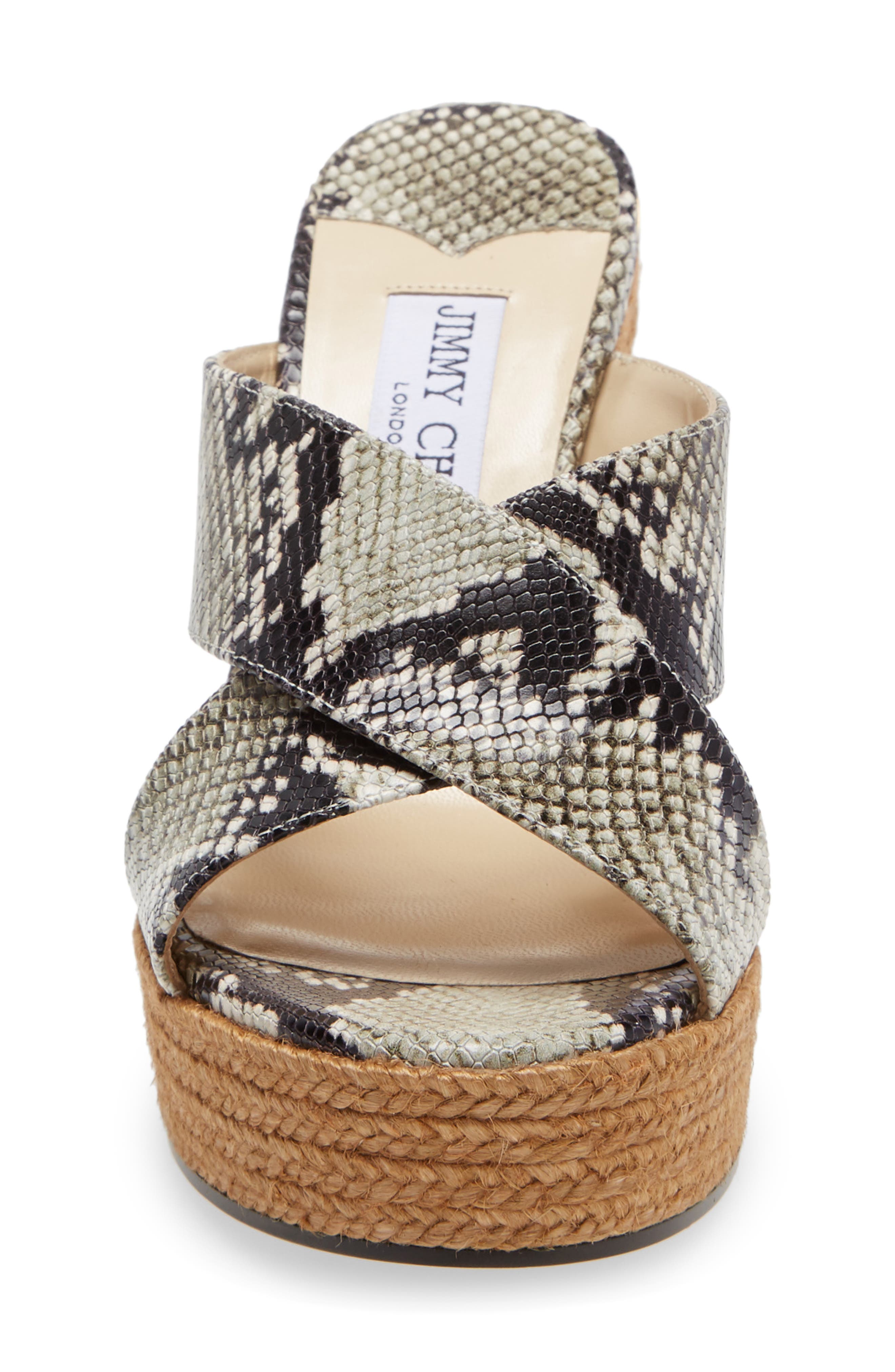 Jimmy Choo Dovina Snake Embossed Espadrille Platform Wedge, Alternate, color, 