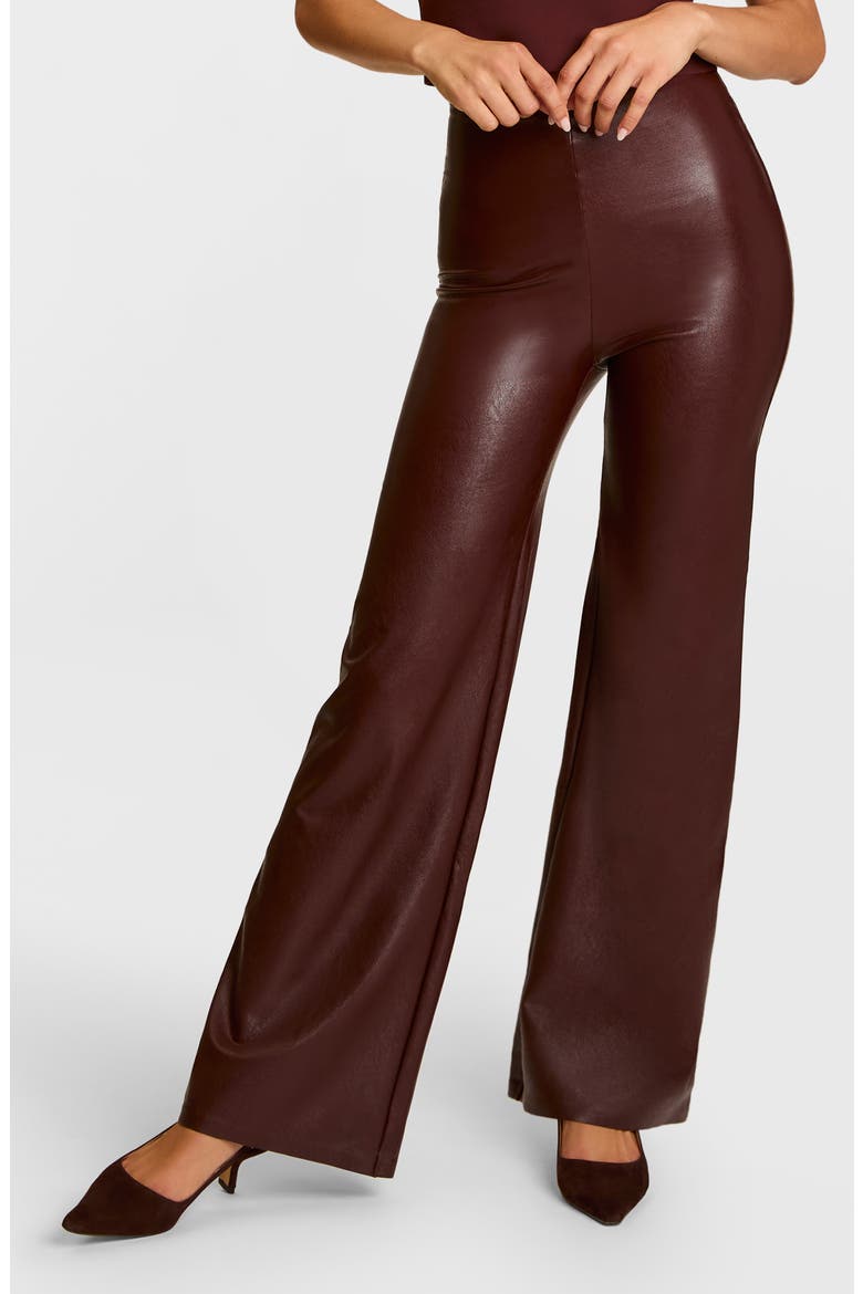 Wide Leg Faux Leather Pants, Main, color, OXBLOOD