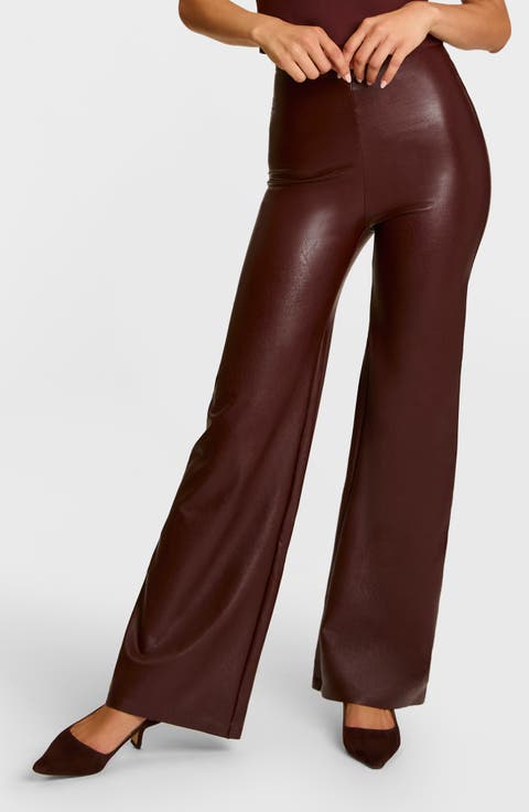 Wide Leg Faux Leather Pants