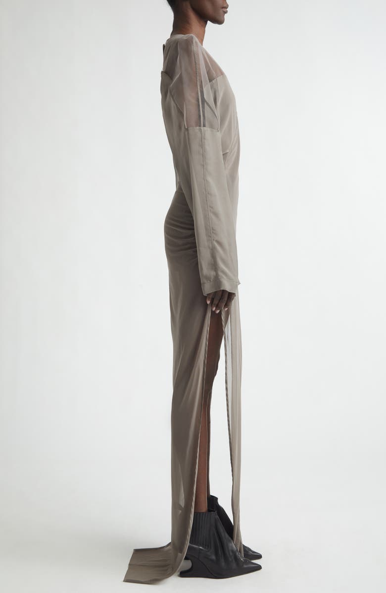 Rick Owens Collage Paneled Long Sleeve Gown, Alternate, color, Dust