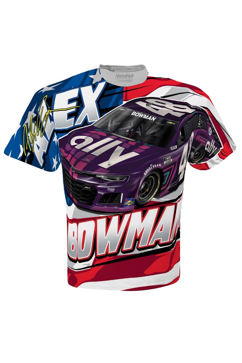 Men's Hendrick Motorsports Team Collection White Alex Bowman Ally Patriotic Tonal T-Shirt, Alternate, color, White