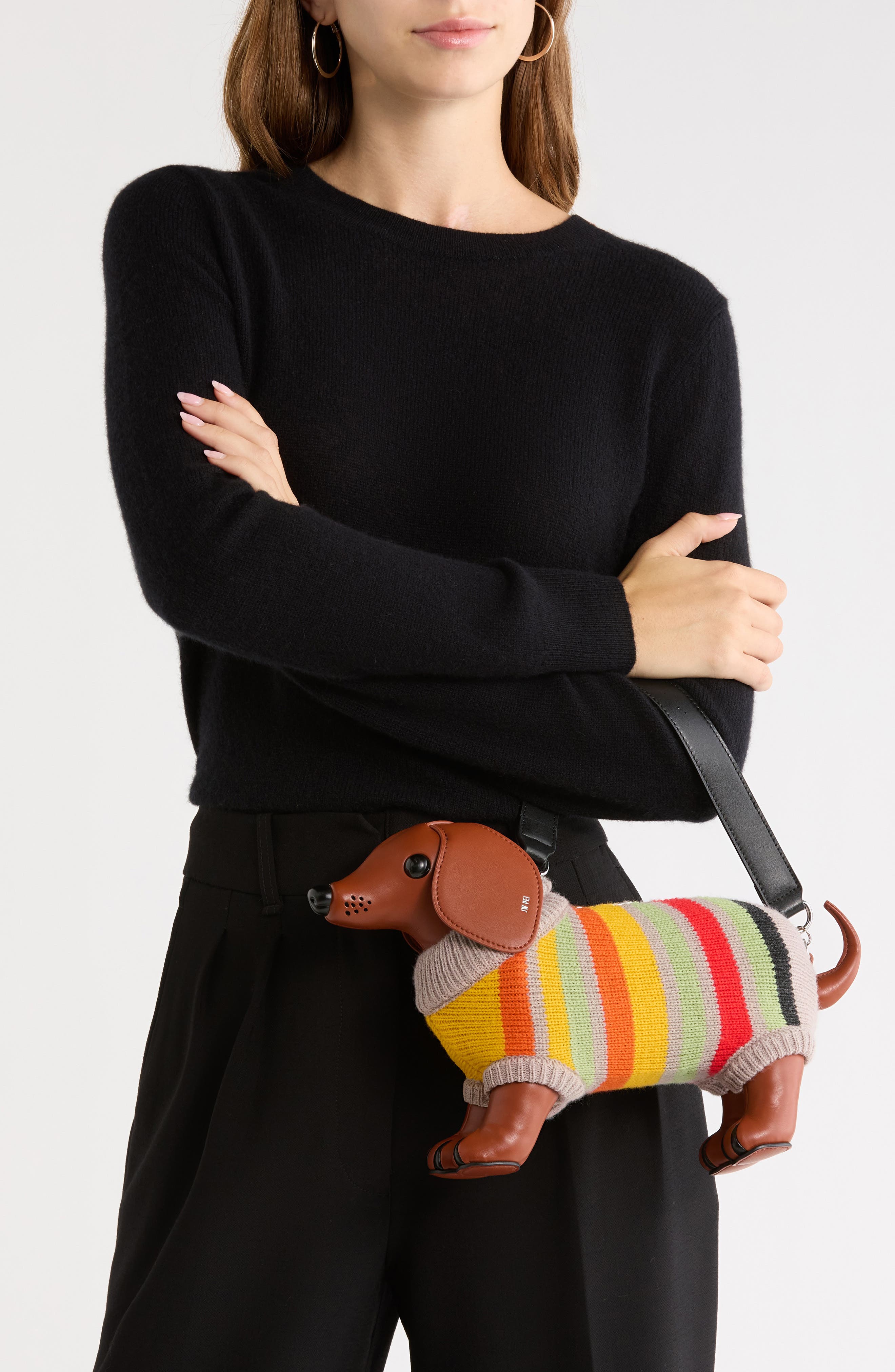 Addison Dachshund Faux Leather Handbag, Alternate, color, MULTICOLOR