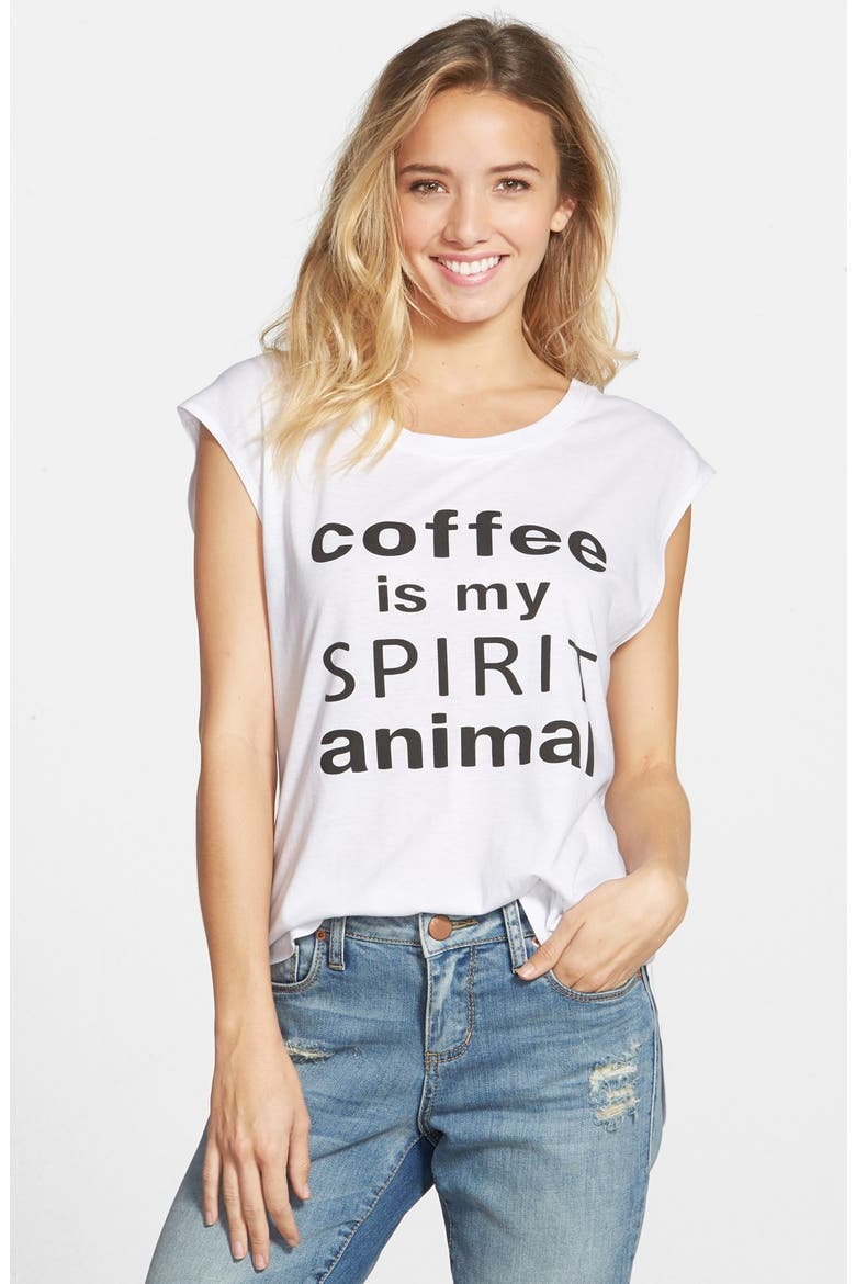 'Coffee..." Graphic Tee, Main, color, WHITE