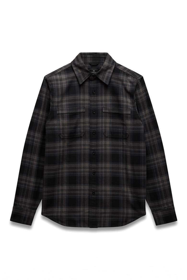 Union Plaid Cotton Button-Up Shirt, Alternate, color, CARBON-BLACK