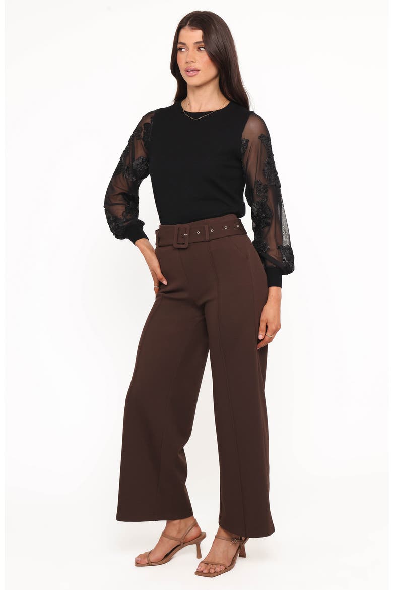 Benton Belted Wide Leg Pants, Alternate, color, BROWN